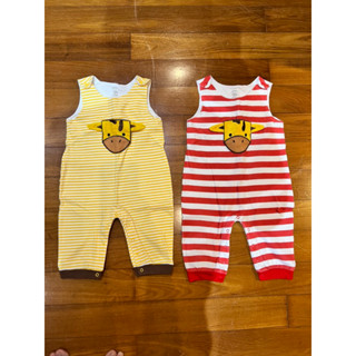 Peony Baby Clothes Romper size 3T ผ้าดี น้องฝาแฝดเลยค่ะ ด้านหน้าเป็นกระเป๋าตุ๊กตายีราฟปุกปุยด้วยนะ