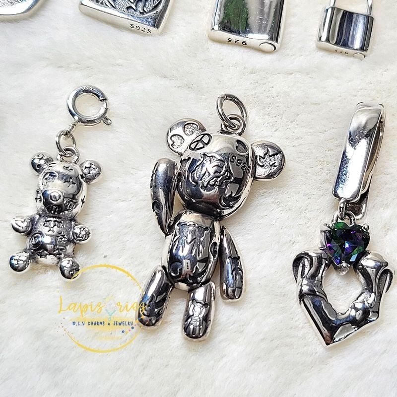 จี้เงินแท้925 สไตล์โครมฮาร์ท งานพรีเมี่ยม หมี แม่กุญแจ หัวใจ นางฟ้า angel sefry จี้ห้อยคอ ของขวัญ DIY วาเลนไทน์