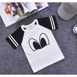 เสื้อยืดแฟชั้นสกรีนลูกตากระต่าย สีขาวดำ