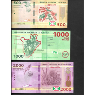 Burundi 500 1000 2000 Francs / Amafaranga 2018&amp;2021 P 50-52 UNC Set 3 pcs