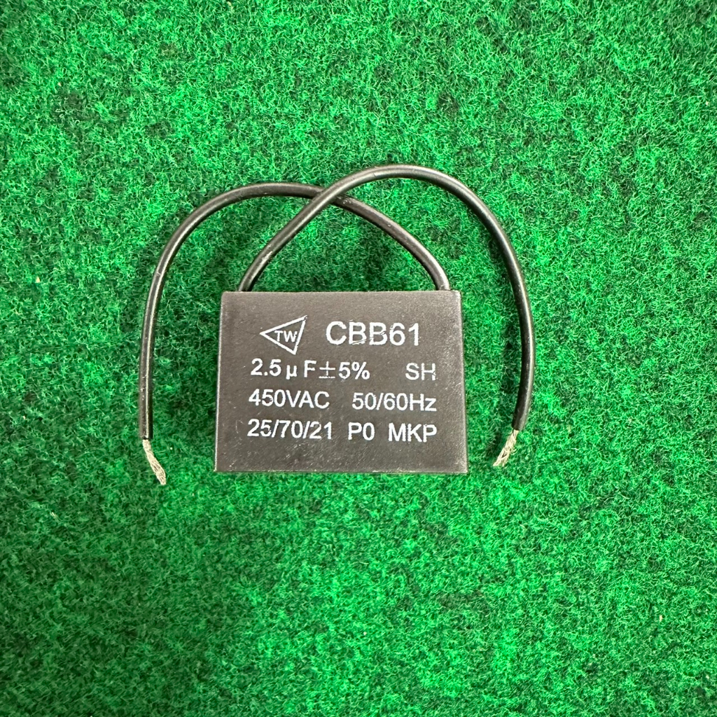 คาปาซิเตอร์ แคปพัดลม แอร์  2.5uf 450V  CBB61 , ShiZuki , SUOER CBB61 350V , ฮาตาริ 1.8uF 400V , ShiZ