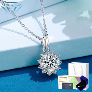 LY JEWELRY จี้พร้อมสร้อยคอเงินแท้S999ฝังเพชรโมอีส D-VVS1 : D1007(1)