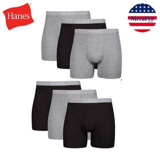 Hanes® Mens Tagless Boxer Briefs Soft &amp; Breathable Comfort Flex Waistband กางเกงในชาย บ็อกเซอร์บรี๊ฟ มีขอบ เลือกสีไม่ได้