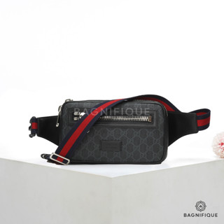 NEW GUCCI BELT BAG 24 BLACK GG SUPREME MONOGRAM SHW