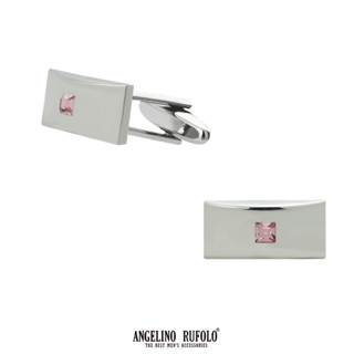 ANGELINO RUFOLO Cufflink(คัฟลิงค์) ดีไซน์ Rose กระดุมข้อมือคัฟลิ้งโรเดียมคุณภาพเยี่ยม สีเงิน ประดับตกแต่งด้วย CRYSTAL