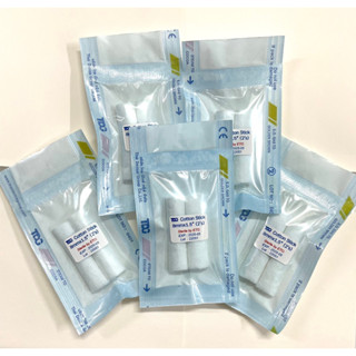 Cotton Stick / Dental Roll Sterile / สำลีอุดฟัน ปลอดเชื้อ ขนาด 8 mm. x 1.5 นิ้ว บรรจุ 2 ชิ้น จำนวน 5 ซอง