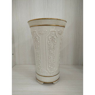 แจกัน Lenox Vase Hand Decorated with 24K Gold แจกันเซรามิค ใบสีขาว