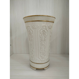 แจกัน Lenox Vase Hand Decorated with 24K Gold แจกันเซรามิค ใบสีขาว