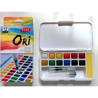 (KTS)สีน้ำชนิดตลับ+พู่กันแทงค์ Ori 12 สี PT104-12