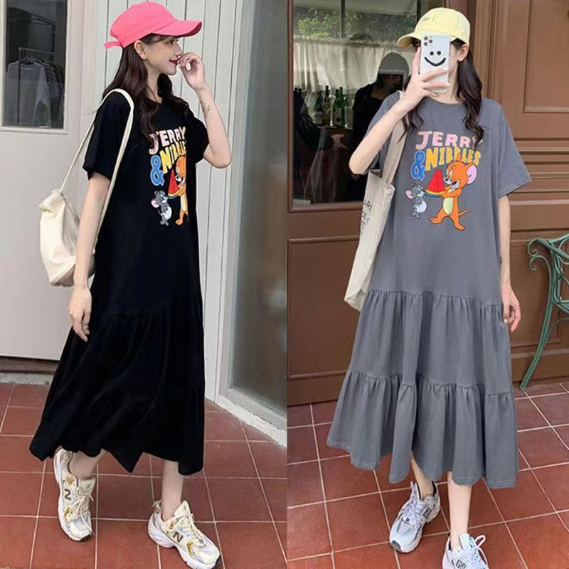 4XL🎠แฟชั่นชุดคลุมท้อง เดรสไซส์ใหญ่ เนื้อผ้าใส่สบาย 150กก ชุดคลุมท้องแฟชั่นน่ารัก