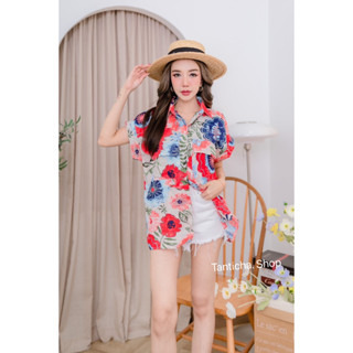 (พร้อมส่ง) 2⃣2⃣9⃣🔥🌺🌻🌹🥀🌸 เสื้อเชิ้ตคอปก แขนเบิ้ลกระเป๋ามีผา 2ข้างใช้งานได้จริง  ใหมอืตาลี  ลายสวยสีสันสดใส