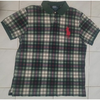 เสื้อเชิ๊ต Polo By Ralph Lauren ลายสก๊อต สีเขียววินเทจ ไซส์XL  อก46  ของแท้100% มีตำหนิปกเสื้อสีไม่สม่ำเสมอ