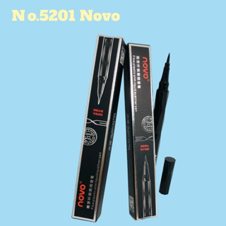 No.5201 โนโว อายไลน์เนอร์เส้นคมชัด กันน้ำ NOVO Fine plastic slim liquid eyeline pen หัวแปรงเรียวเล็ก  ติดทน