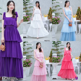 TW18021 Maxi Dress แม็กซี่สายเดี่ยวสายปรับ