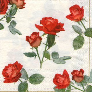 Pladao Napkin ภาพดอกไม้ กุหลาบแดง คลาสสิค Red Rose กระดาษ แนพกิ้น สำหรับงานศิลปะ เดคูพาจ decoupage ขนาด L 33x33