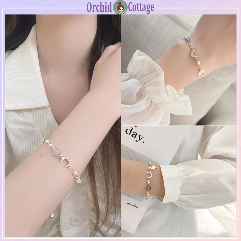 [จัดส่งที่รวดเร็ว]สร้อยข้อมือน้องสาว Xingyue zircon ใหม่ของญี่ปุ่นและเกาหลีใต้สร้อยข้อมือหินนำโชคความรู้สึกการออกแบบที่ไ