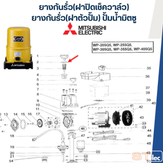 (#A10) ยางกันรั่ว(โอริงฝาปิดเช็ควาล์ว) ปั๊มน้ำ มิตซู P/N.H00102C00 WP-205, WP-255, WP-305, WP-355, WP-405, EP-205