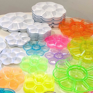 จานสีกลมดอกไม้ พร้อมส่ง