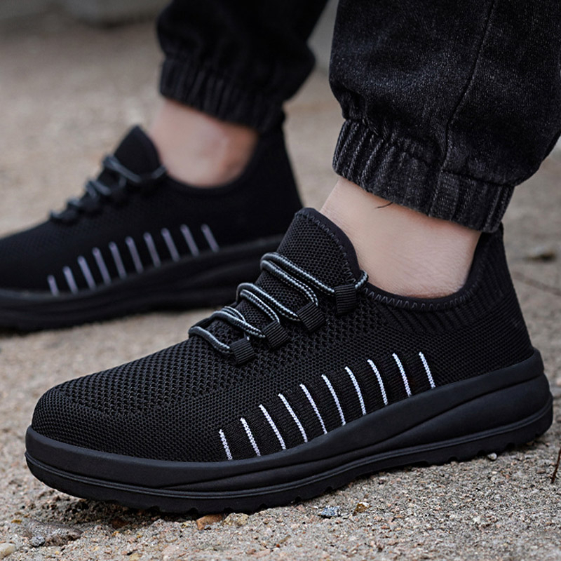 📢Hot! รองเท้าเซฟตี้ระบายอากาศแบบฟลายทอ รองเท้าทํางานผู้ชาย 🥾Size:39-45