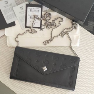 👜กระเป๋าสะพาย NEW MCM flap Wallet Chain Leather สีดำ