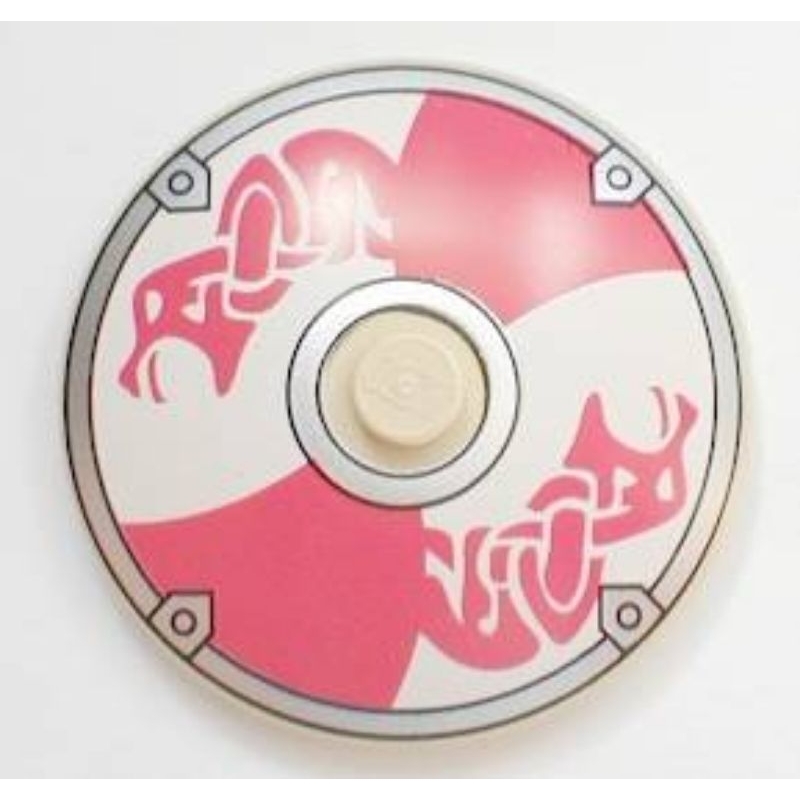 Part Lego 3960pb014 Dish 4 x 4 Inverted (Radar) with Solid Stud with Viking Shield Red/WhiteSections