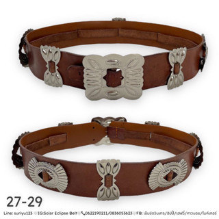 concho belt เข็มขัดวินเทจงานนอก หนังแท้ มีเส้นเดียว