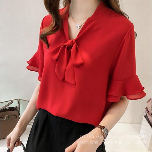 MIKIEC04_ ใหญ่พิเศษ อกใหญ่ 30-60 นิ้ว เสื้อแขนกระดิ่งสาวอวบ คอผูกโบว์ เชิ้ตสาวอวบ เสื้อทำงานสาวอวบ ชุดทำงาน เสื้อโอเว