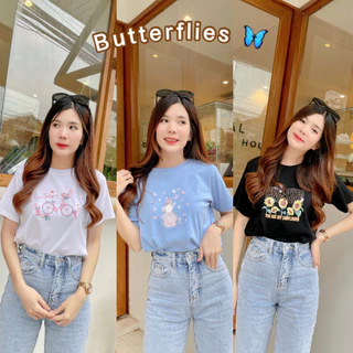 Jarikashop - เสื้อยืดลาย ผีเสื้อ ( งานป้าย.. Jarika ) ( จ98 )