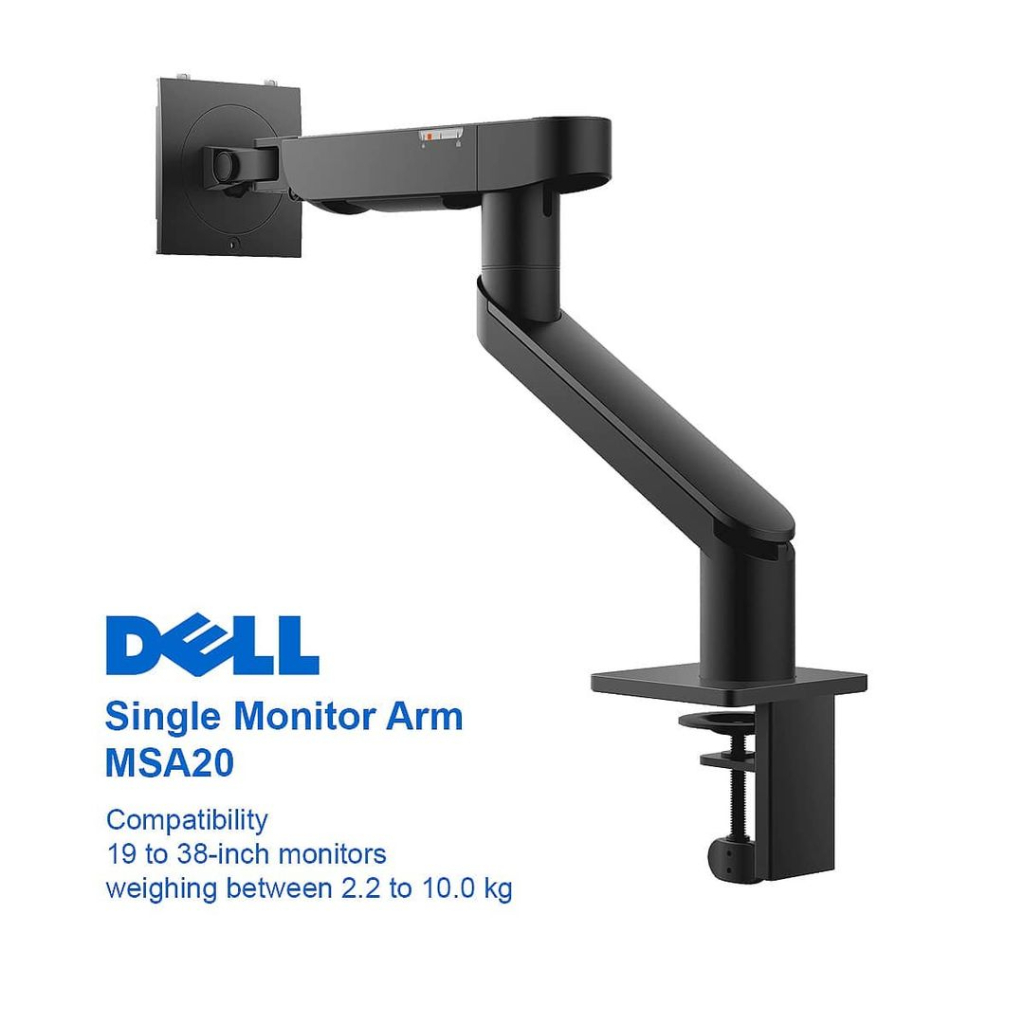 Dell Single Monitor Arm MSA20 - Desk mount for LCD display (adjustable arm) - black - screen size: 19"-38"