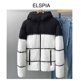 เสื้อกันหนาวฮู้ดบุนวมอุ่น 🛑เสื้อกันหนาวPADDED PUFFER JACKET ☢️แบรนด์🌟ELSPIA✨ JAPAN  สีทูโทน ขาว-ดำ