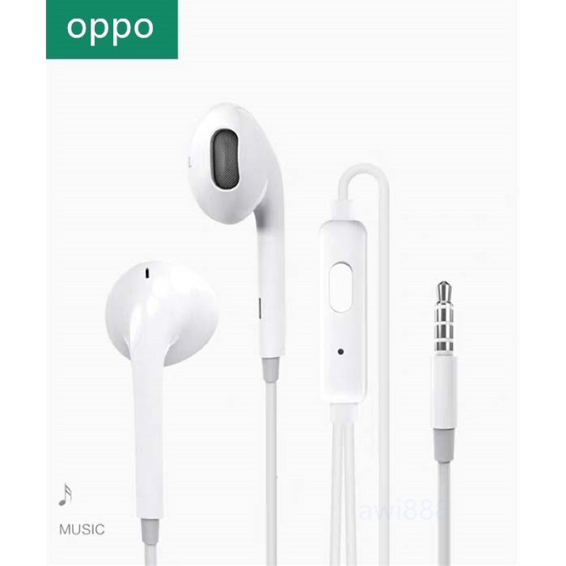 หูฟัง oppo  คุณภาพสูง ของแท้ เสียงดี คุณภาพ AAA รองรับการโทร เกมส์ เสียงซ้ายและขวา 3.5mm