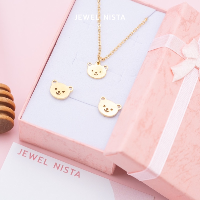 teddy bear earrings & necklace
