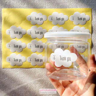 [พร้อมส่ง] สติ๊กเกอร์ขอบคุณ Thank you แพ็ก 80 ชิ้น ขนาดดวงประมาณ 5x3.3 cm ไดคัทเป็นรูปเมฆ สไตล์เกาหลี มินิมอล เนื้อเงา