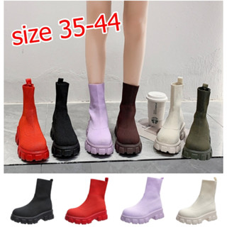 พร้อมส่ง [Size 36-43] B587 รองเท้าบูทหุ้มส้น บูทเสริมส้น บูทสี บูทผ้า