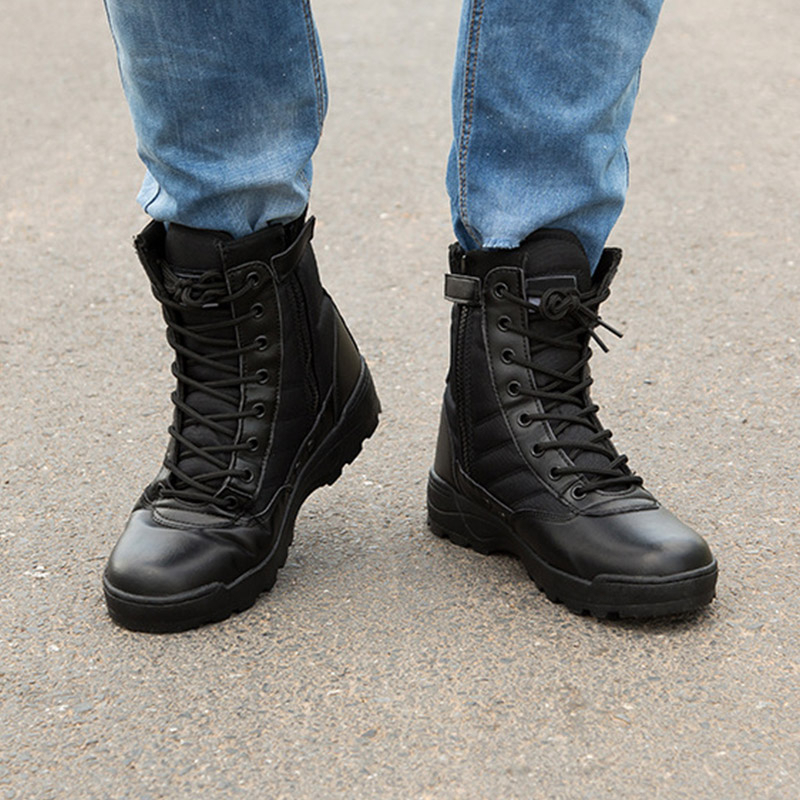 บุรุษทหารยุทธวิธีรองเท้าหนังทะเลทรายกองทัพต่อสู้รองเท้าเดินป่า Hiking Shoes Size:39-45!!!
