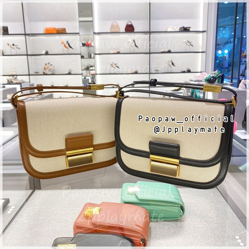 Charles & Keith กระเป๋าสะพายข้าง รุ่น Charlot Canvas Crossbody Bag : CK2-80782074 แท้จากชอป พร้อมถุง