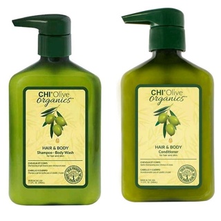 CHI Olive Organics Hair &amp; Body Shampoo-Body Wash /Conditioner 340/340 ml เพิ่มความชุ่มชื้นให้เส้นผมและผิวกาย