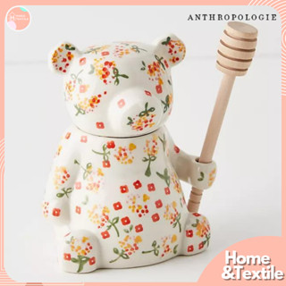 หมีน้ำผึ้ง โหลน้ำผึ้ง พร้อมไม้ งานแบรนด์ Anthropologie | Floral Bear Honey Pot