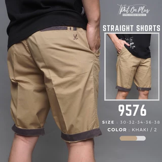 ⚡GW⚡9576กางเกงขาสั้น ผู้ชาย ผ้าคอตต้อน สีพื้น ทรงพับขา ยาว21-22นิ้ว ไซส์ 30-38