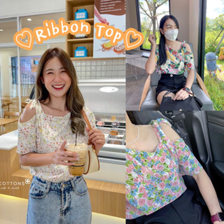 🔥Sale ขาดทุน จำนวนจำกัด 🔥 Co1 Ribbon Top เสื้อผูกไหล่ ลายน่ารัก⛅️💐