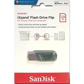 SanDisk iXpand Flash Drive Flip, 128GB, Black, USB 3.0 SDIX90N-128G-GN6NE