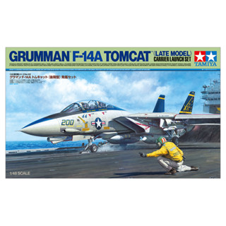 พลาสติก โมเดล ประกอบ TAMIYA สเกล 1/48 Grumman F-14A Tomcat (Late Model) Carrier Launch Set (61122)