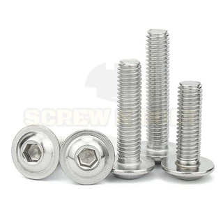 น็อต สกรู หัวจมกลม ติดแหวน ติดจาน สเตนเลส 304 เกลียวมิล หยาบ M6 M8 M10 / Button Head Washer Socket Machine Screw SUS304