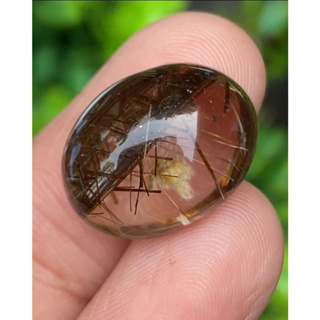 ไหมนาค ควอตซ์ Rutilated Quartz 17.28 กะรัต Cts.พลอยแท้ อัญมณีมงคลประจําวันเกิด เครื่องประดับพลอย