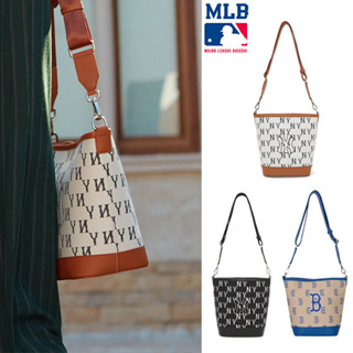 MLB 2023New style NY MONOGRAM BAG กระเป๋าสพายข้างทรงถังน้ำสไตล์เกาหลีน่ารักน่าสพายรุ่นใหม่ล่าสุด