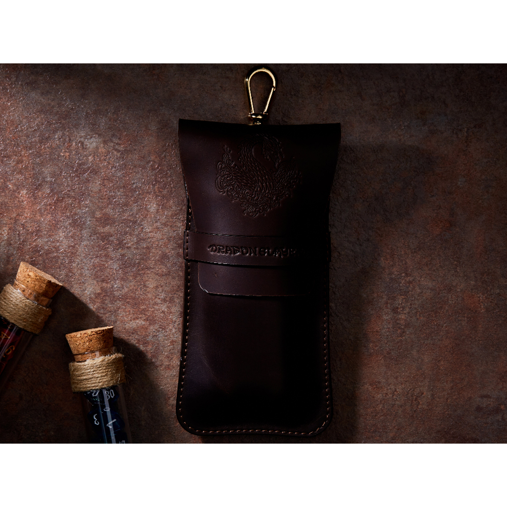 Leviathan RPG Double Potion Bag | Large Dice Bag | Brown Leather Bag With Dice Potion Flask Set | Di