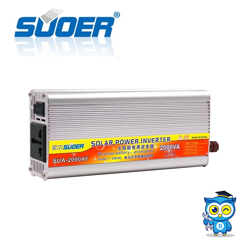 SUOER อินเวอร์เตอร์ Inverter ขนาด 12V2000VA  (750W)  แปลงไฟแบตเตอรี่ DC 12V เป็น AC 220V Model: SUA-2000AF