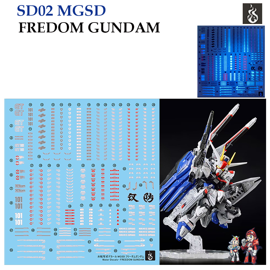 ดีคอลน้ำ [GHOST] MGSD02 MGSD SEED ZGMF-X10A FREEDOM GUNDAM (HIQ Water Decal) FLUORESCENT MGSD 02 SD02