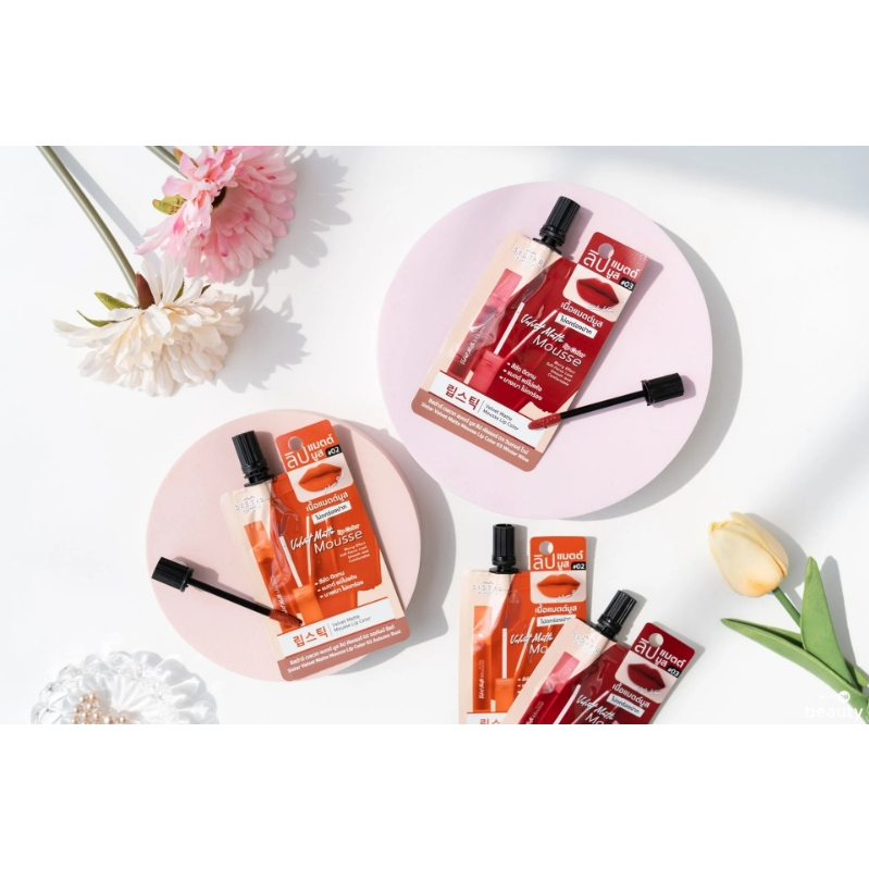 (กล่องX6ซอง) Sistar Velvet Matte Mousse Lip Color ซิสต้าร์ เวลเวท แมตต์ มูส ลิป คัลเลอร์ 2 กรัม - รูปที่ 5