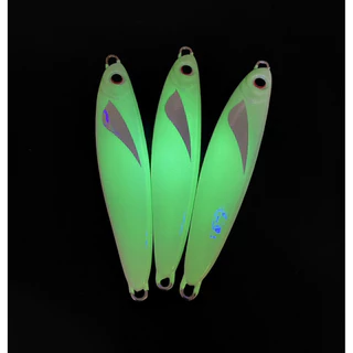 A-013 เหยื่อจิ๊กสีเขียวเรืองแสง Glow Green Hologram Jig 30g-150g งานทะเล